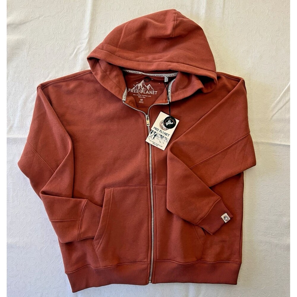 NWT Free Planet Hoodie Medium Rust Full Zip Sweatshirt Gorpcore Outdoor Wear